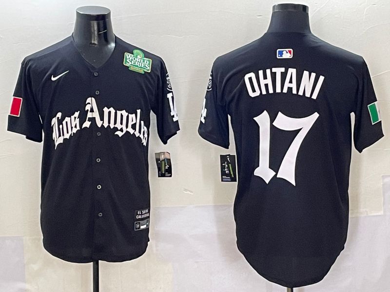 Men Los Angeles Dodgers #17 Ohtani Black Five generations Joint Name 2025 Nike MLB Jersey style 8->->
